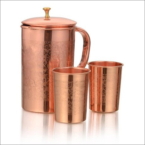 Copper Embossed Jug Set