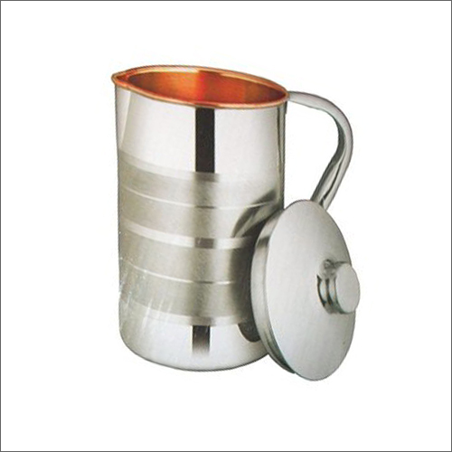 SS Copper Water Jug - Copper-Stainless Steel, 1/5 Size, Copper-Silver Color | Durable, Glossy Finish, Easy to Maintain, Rust Resistant