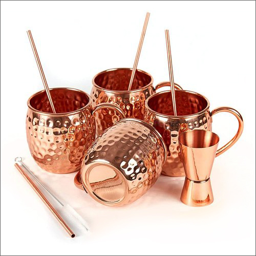 Pure Copper Mug Set - 300ml Capacity, Hammered Design | Premium Gifting Option with Health Benefits