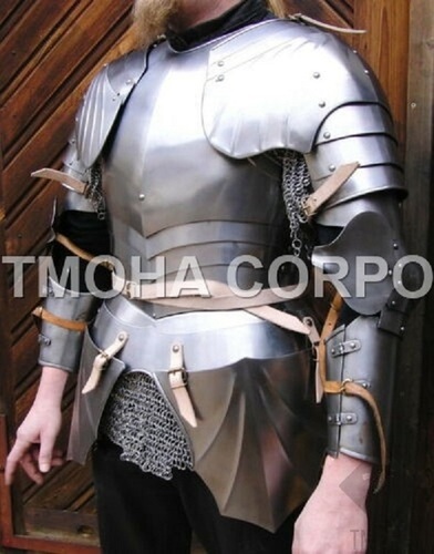 Medieval Steel Half Body Armour Roman Legatus Cuirass With Vendel Chain Helmet / Gothic Armor Suit HA0047