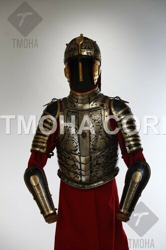 Medieval Steel Half Body Armour Roman Legatus Cuirass With Vendel Chain Helmet / Gothic Armor Suit HA0051