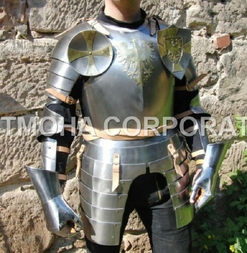 Medieval Steel Half Body Armour Roman Legatus Cuirass With Vendel Chain Helmet / Gothic Armor Suit HA0052