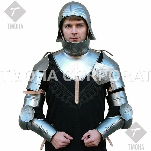 Medieval Steel Half Body Armour Roman Legatus Cuirass With Vendel Chain Helmet / Gothic Armor Suit HA0054