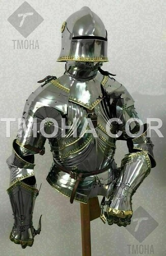 Medieval Steel Half Body Armour Roman Legatus Cuirass With Vendel Chain Helmet / Gothic Armor Suit HA0068