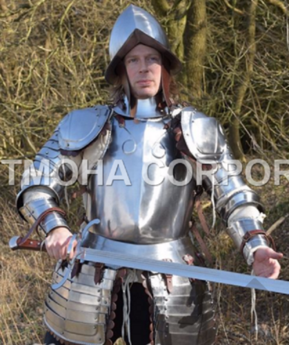 Medieval Steel Half Body Armour Roman Legatus Cuirass With Vendel Chain Helmet / Gothic Armor Suit HA0069