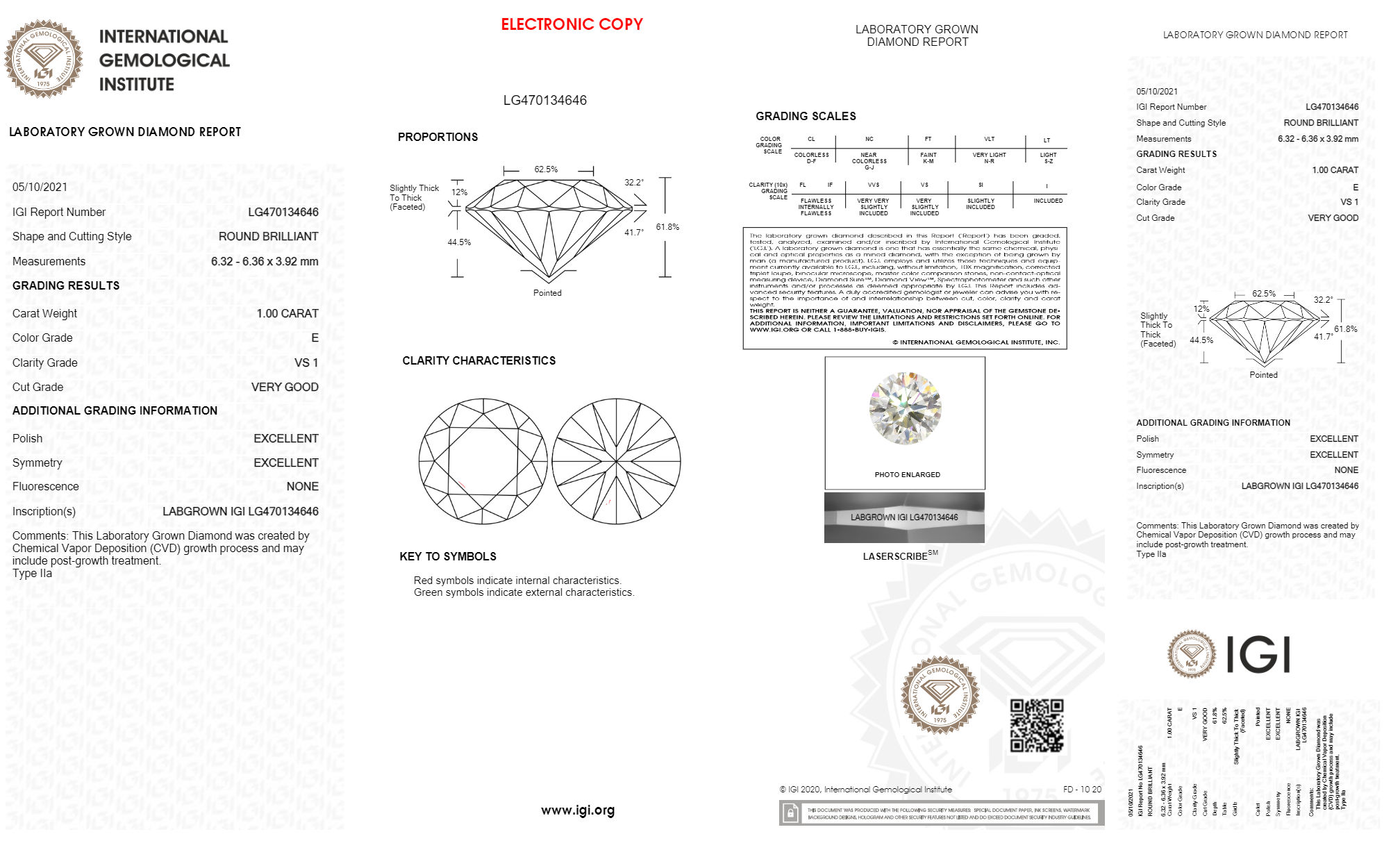 ROUND 1ct D VS2  Certified Lab Grown Diamond 541252046 EC5016