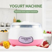 Yogurt Maker - Stainless Steel Inner Container | Easy-to-use, Automatic Operation, Makes 1l Yogurt, White And Pink Design