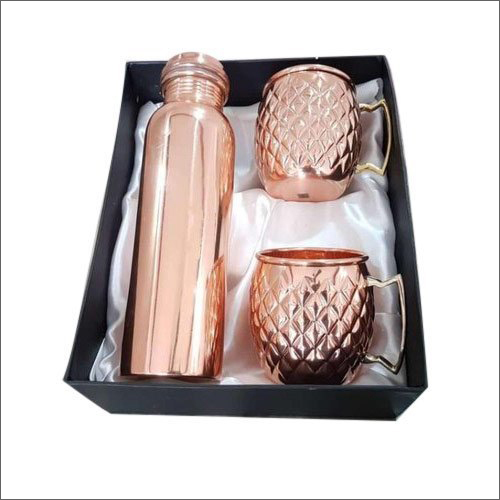 Copper Bottle And Glass Set
