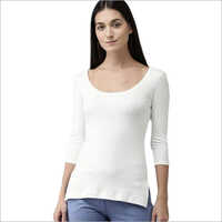 Ladies Thermal Wear Vest - Woolen Fabric Size L, Cool Dry 3/4th Sleeves In Elegant White