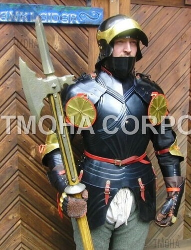 Medieval Steel Half Body Armour Roman Legatus Cuirass With Vendel Chain Helmet / Gothic Armor Suit HA0071