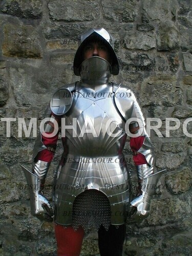 Medieval Steel Half Body Armour Roman Legatus Cuirass With Vendel Chain Helmet / Gothic Armor Suit HA0078