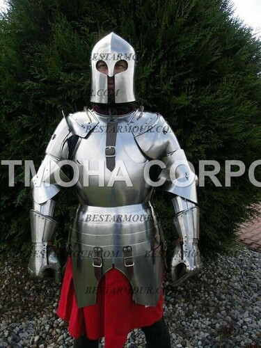 Medieval Steel Half Body Armour Roman Legatus Cuirass With Vendel Chain Helmet / Gothic Armor Suit HA0079