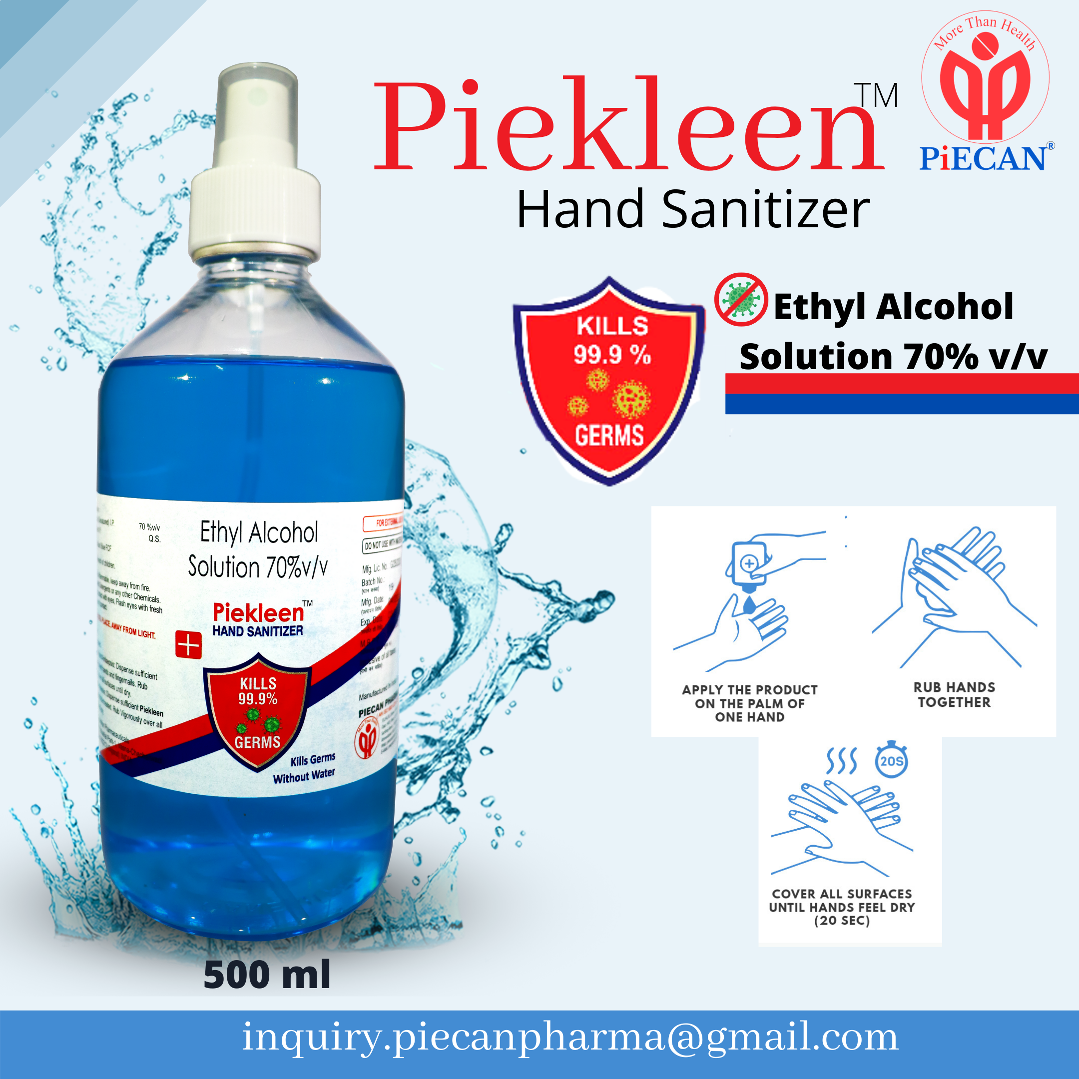 PIEKLEEN HAND SANITIZER  500ML