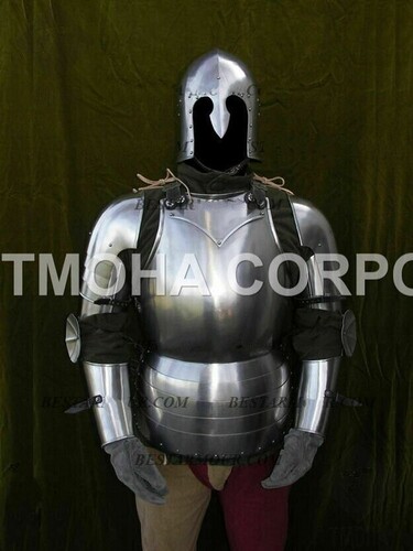 Medieval Steel Half Body Armour Roman Legatus Cuirass With Vendel Chain Helmet / Gothic Armor Suit HA0088