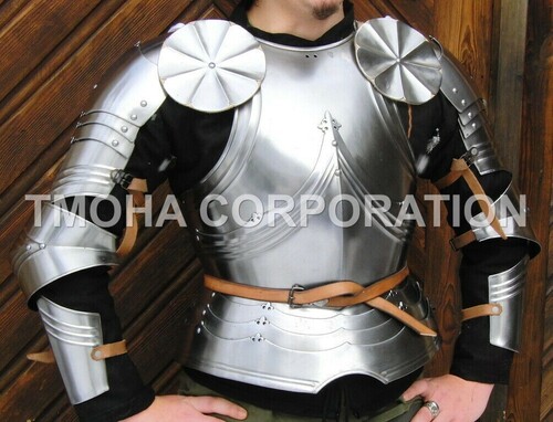 Medieval Steel Half Body Armour Roman Legatus Cuirass With Vendel Chain Helmet / Gothic Armor Suit HA0090