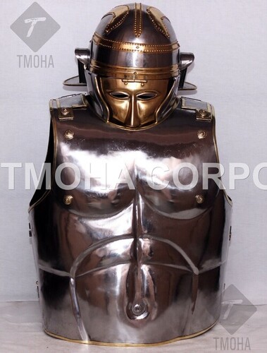 Medieval Steel Half Body Armour Roman Legatus Cuirass With Vendel Chain Helmet / Gothic Armor Suit HA0097