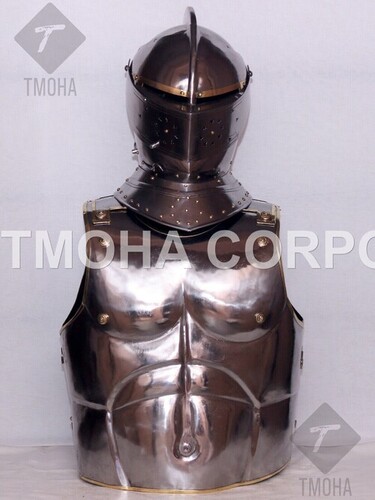 Medieval Steel Half Body Armour Roman Legatus Cuirass With Vendel Chain Helmet / Gothic Armor Suit HA0098