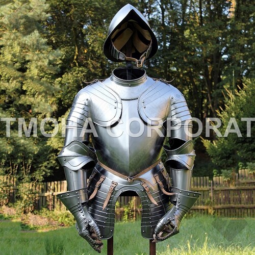 Medieval Steel Half Body Armour Roman Legatus Cuirass With Vendel Chain Helmet / Gothic Armor Suit HA0108