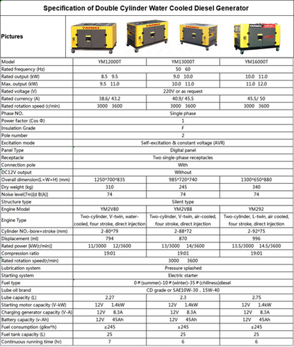 Double Cylinder Water Cooled Diesel Generator