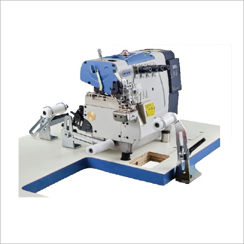 Blue White Overlock Cutter Roller Sewing Machine