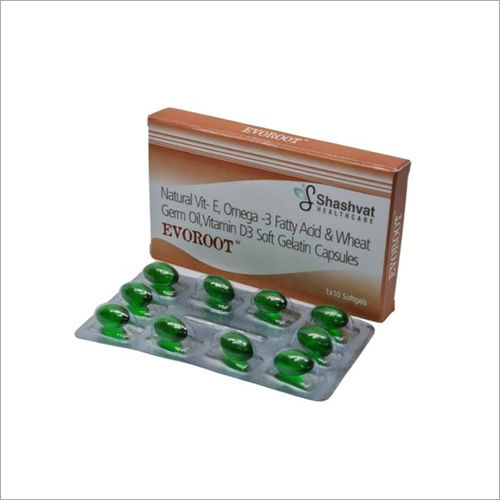 Natural Vit- E 400 IU ओमेगा 3 फैटी एसिड 30mg व्हीट जर्म ऑयल 30mg विटामिन D3 1000 IU