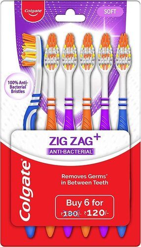 Colgate ZigZag Soft Bristle Toothbrush  6 Pcs