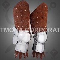 Medieval Wearable Leg Set Leather leg armor from steel and suede leather ML0011