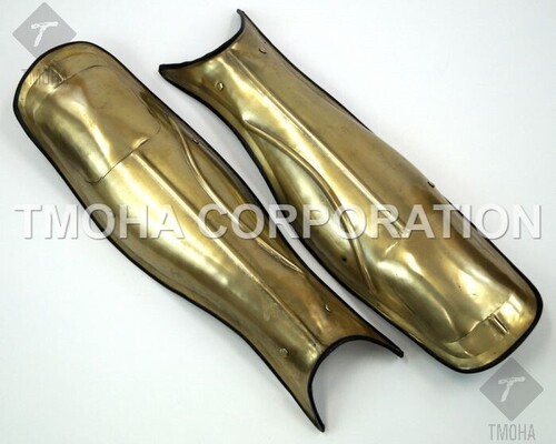 Medieval Wearable Leg Set Hoplite Leather and Metal Greaves ML0016