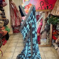 Blockbuster Sequins Saree - 60 Gram Heavy Quality Georgette, Multi-colored Digital Print With Zari Embroidery , Washable For All Seasons