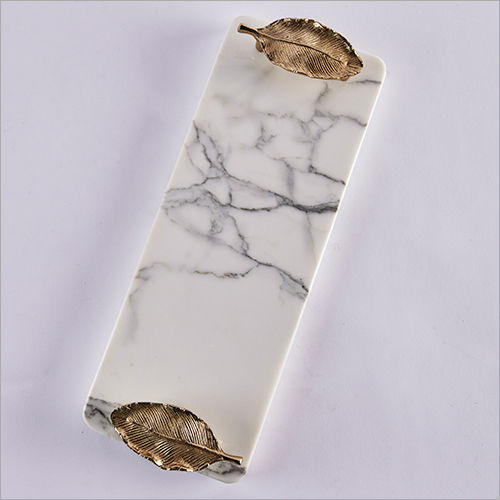 White-Golden Marble Decorative Platter