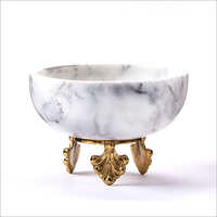 White-Golden Front White Marble Brass Bowl