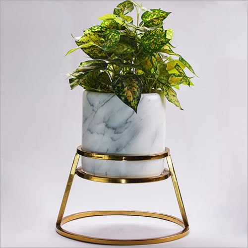 Designer White Marble Pot Planter