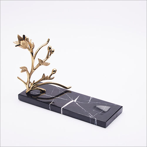 Black-Golden Black Marble Brass Wine Stand