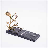 Black-golden Black Marble Brass Wine Stand