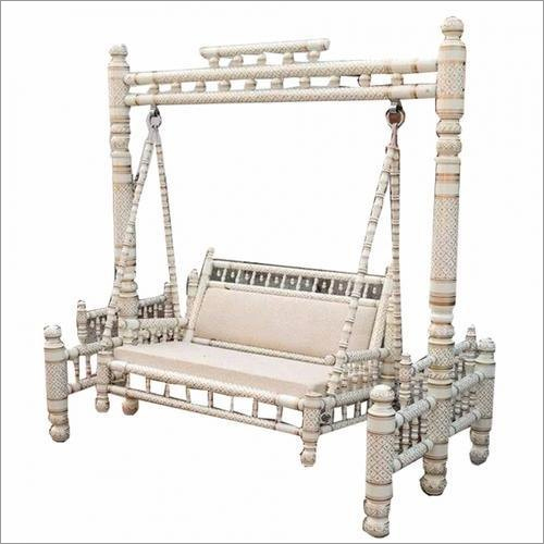 Sankheda White and Gold Wooden Swing