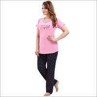 Pink Cotton Nightwear Suit - Customized Size, Washed Technique For Ultimate Comfort