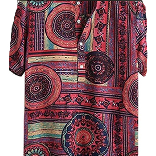 Rayon Mens Printed Shirt - Cotton, Multicolor , Half Sleeve with Floral and Geometric Patterns for Summer and Rainy Seasons