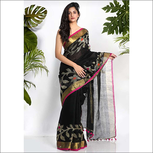 Formal Linen Embroidery Saree