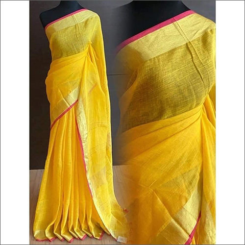 Golden Color Pure Linen Fabric - MS Handloom