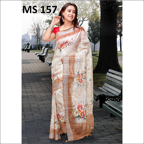 Casual Digital Printed Linen Saree