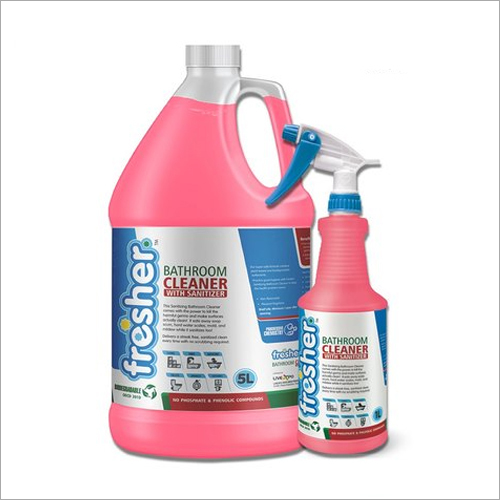 Fresher Bathroom Cleaner with Sanitizer - Double Action Formula, Pink Color , Ammonia and Bleach Free for Sinks, Tubs, Toilets, Showers, Glass