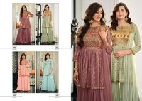 Designer Georgette Embroidered Suit - Top In Georgette, American Crepe Plazo, Heavy Net Dupatta | Available In M, L, Xl, Xxl Sizes, All Colors