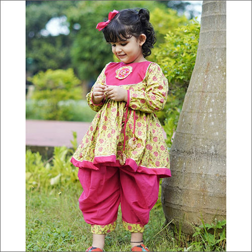 Girl Cotton Printed Kurta With Dhoti Pant