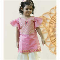 Quick Dry Baby Pink Kurti With Sharara