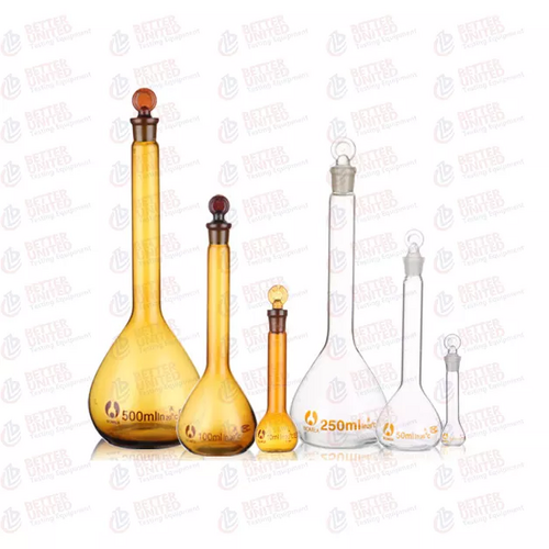 Transparent Glass Clear 250ml Bottom ellipse customized Volumetric Flask With head