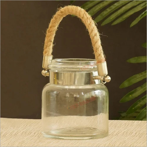 Rope Hanging Glass Jar Vase