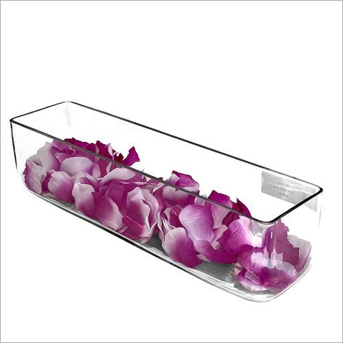 Rishabh home Decoration Glass Clear Long Rectangle Block Glass Vase