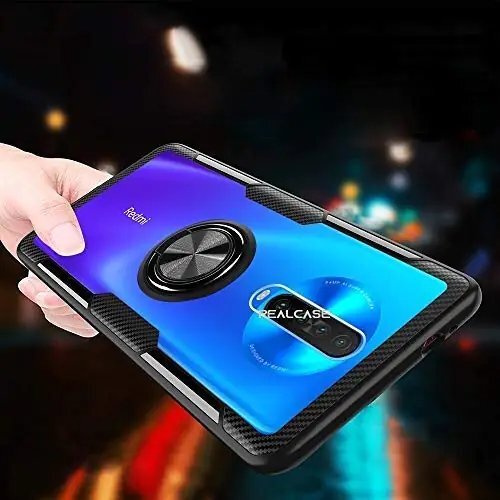 Redmi K30 Back Cover Stylish - Plastic, Thermoplastic Polyurethane | 360-Degree Rotating Kickstand, Shock-Absorbent, Crystal Transparent, Slim Design