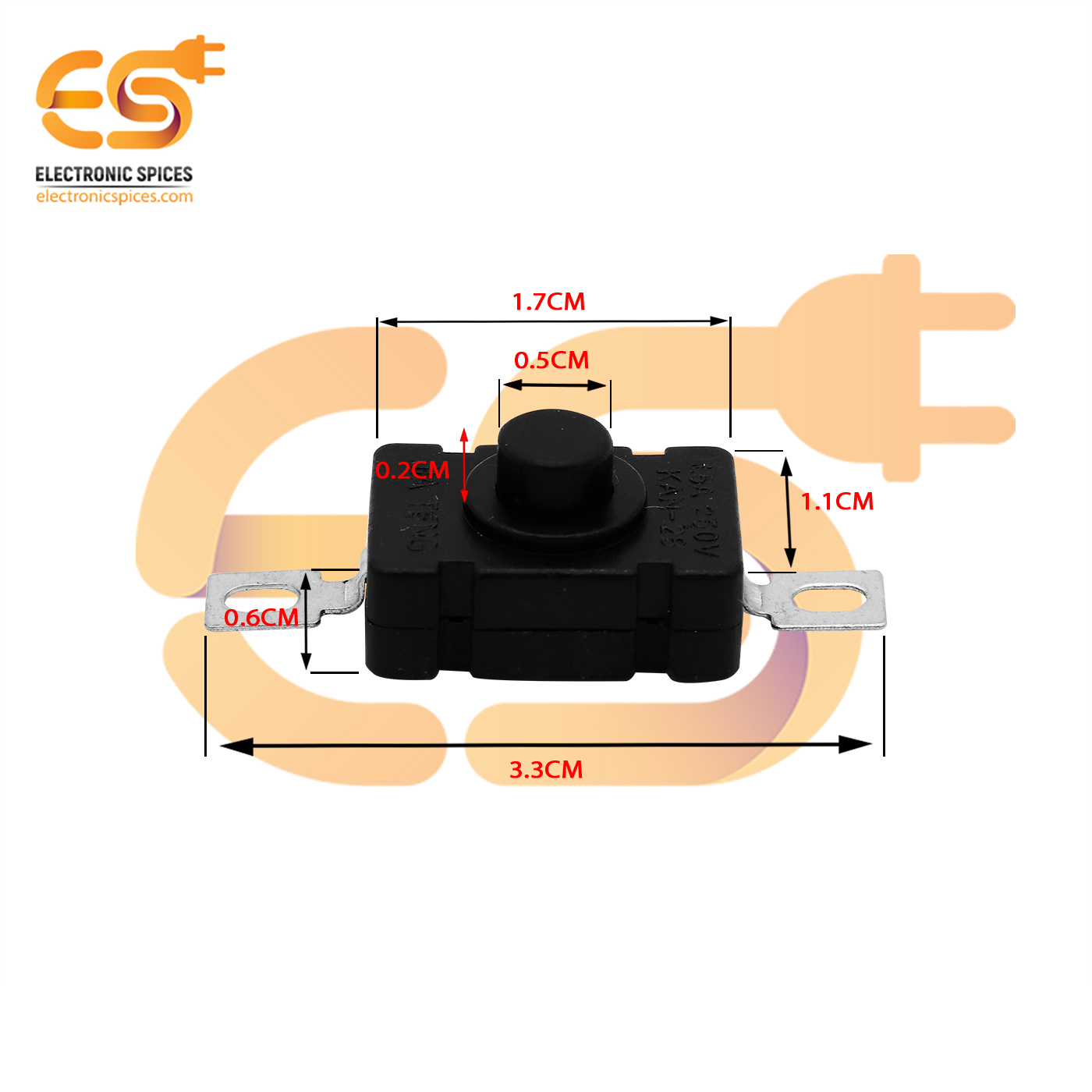 Black color KAN-28 8mm metal plates 1A 30V SPST self locking tactile switches