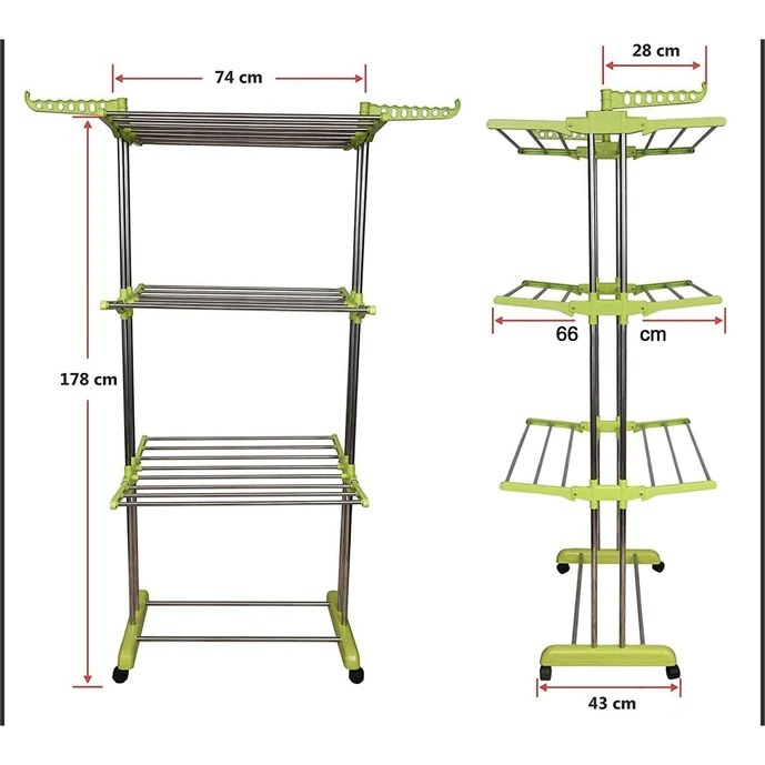 STACKABLE 3 LAYER FOLDING CLOTHES RACK